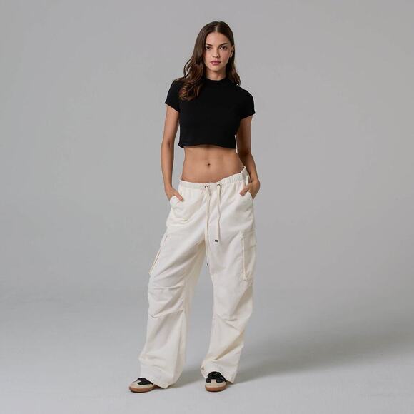 TALENTLESS Pants - Talentless Cargo Pant Drawstring Wide Leg in Cream Casual Streetwear Women Small